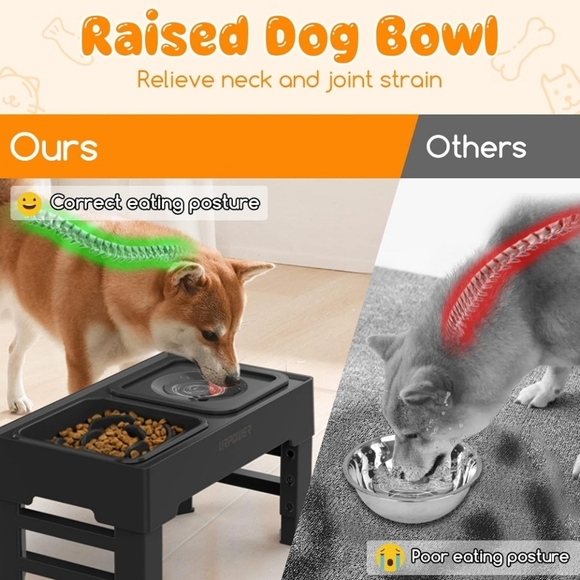URPOWER 2-in-1 Elevated Slow Feeder Dog Bowls - Picture 5 of 6